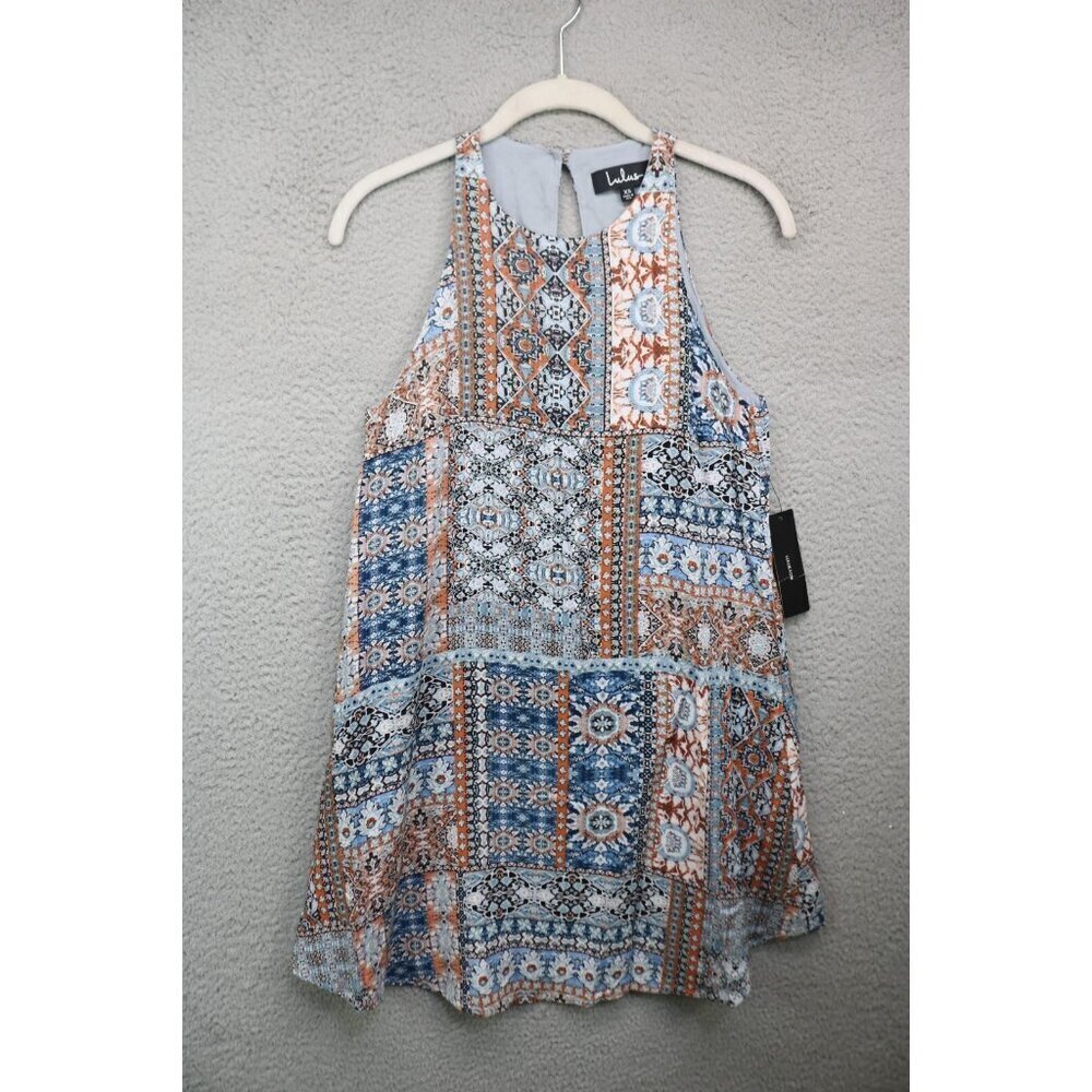 LuLu's Sleeveless Lined Short Dress-Small-New w/Tags-Patchwork-Boho